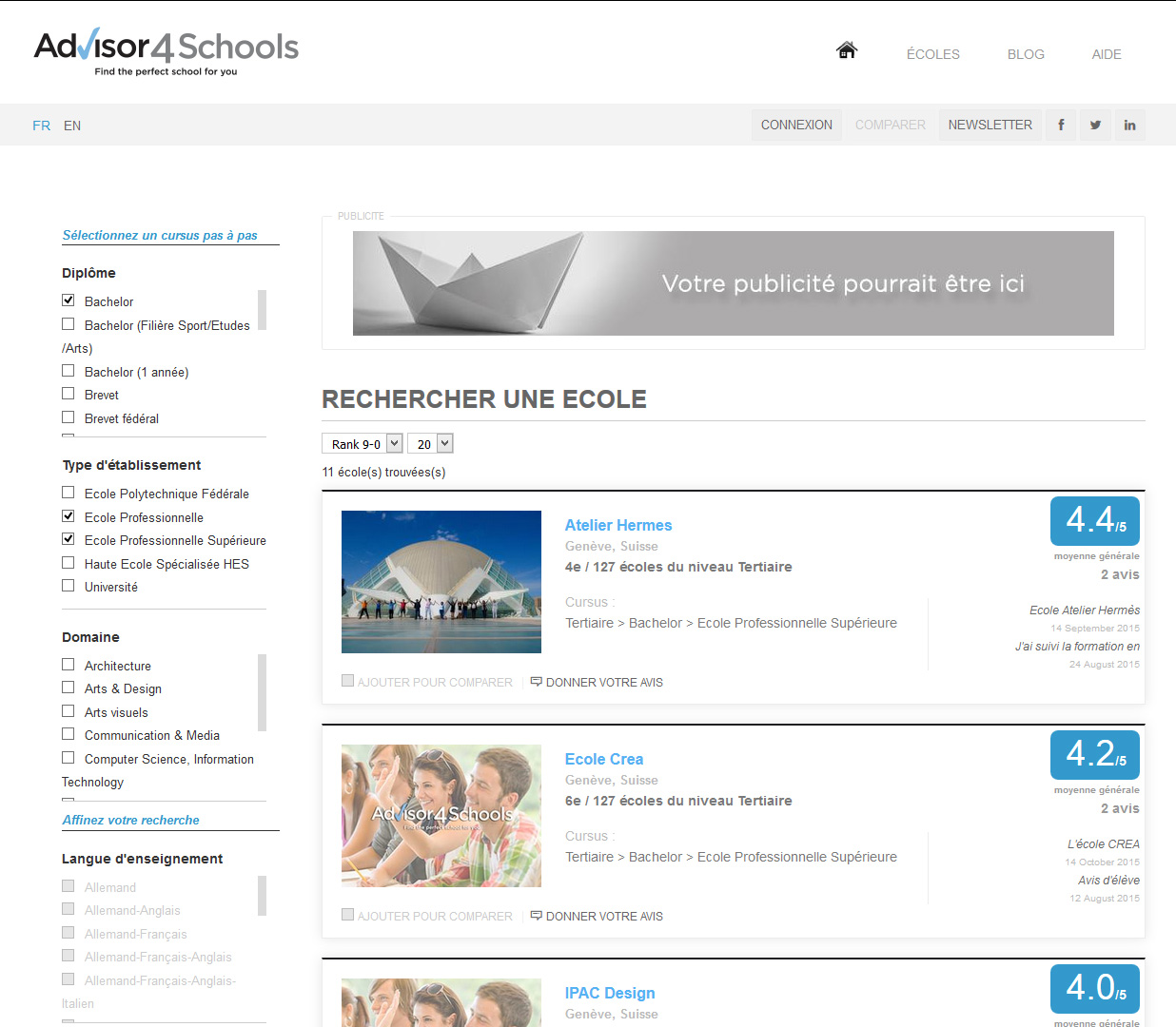Signature de Luxe - Site web - Advisor4Schools